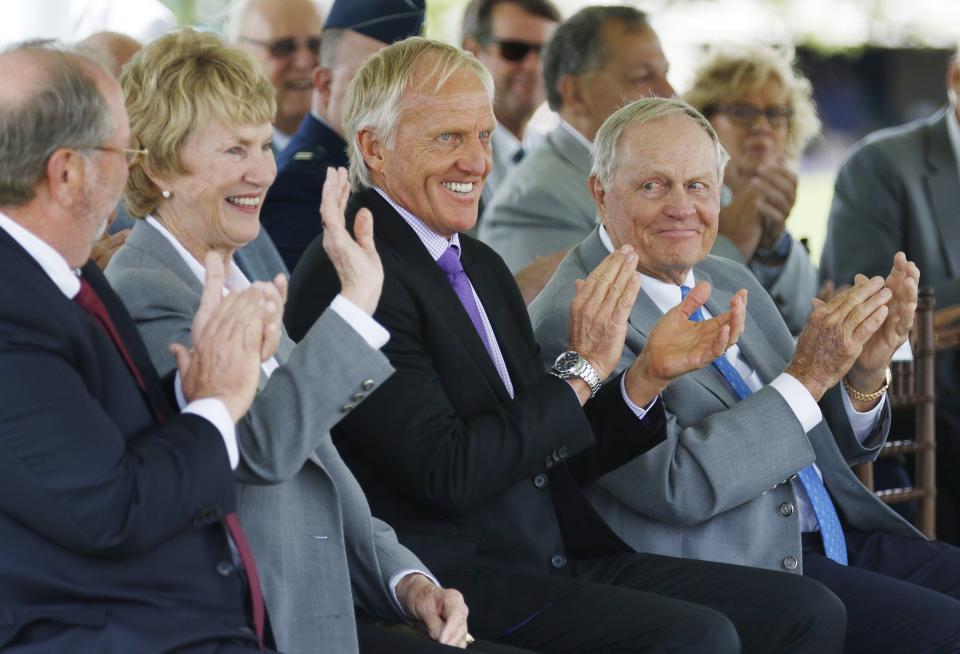 Greg Norman and Jack Nicklaus in 2017.