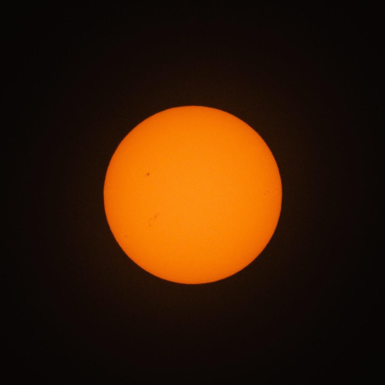 The sun is photographed through a solar filter, Thursday, March 21, from Lawrence Township, Ohio, in preparation for the upcoming total solar eclipse on April 8. Tuscarawas County is just outside the path of totality, but its effects will still be seen as 99 percent of the phenomenon will take place within the county itself.