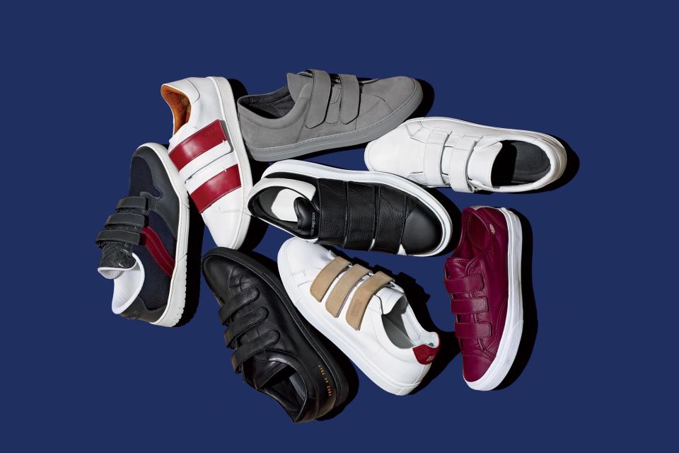 <p>The velcro sneakers you see here are actually made with the same high-end leather (and by the same high-end designers) as your best pair of dress shoes, which means they’ll last—and look fresh—well into old age.</p>