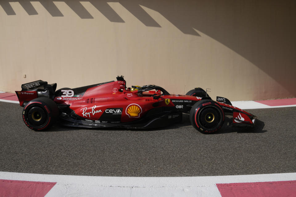 Ferrari driver Robert Shwartzman steers his car during the first practice ahead of the Abu Dhabi Formula One Grand Prix at the Yas Marina Circuit, Abu Dhabi, UAE, Friday, Nov. 24, 2023. (AP Photo/Kamran Jebreili)