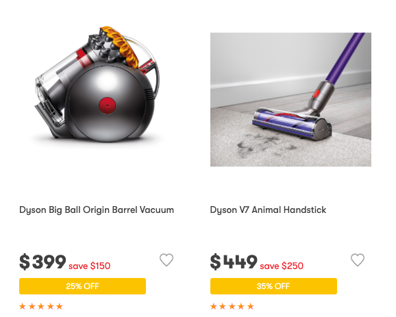 Dyson products have been reduced. Source: Big W