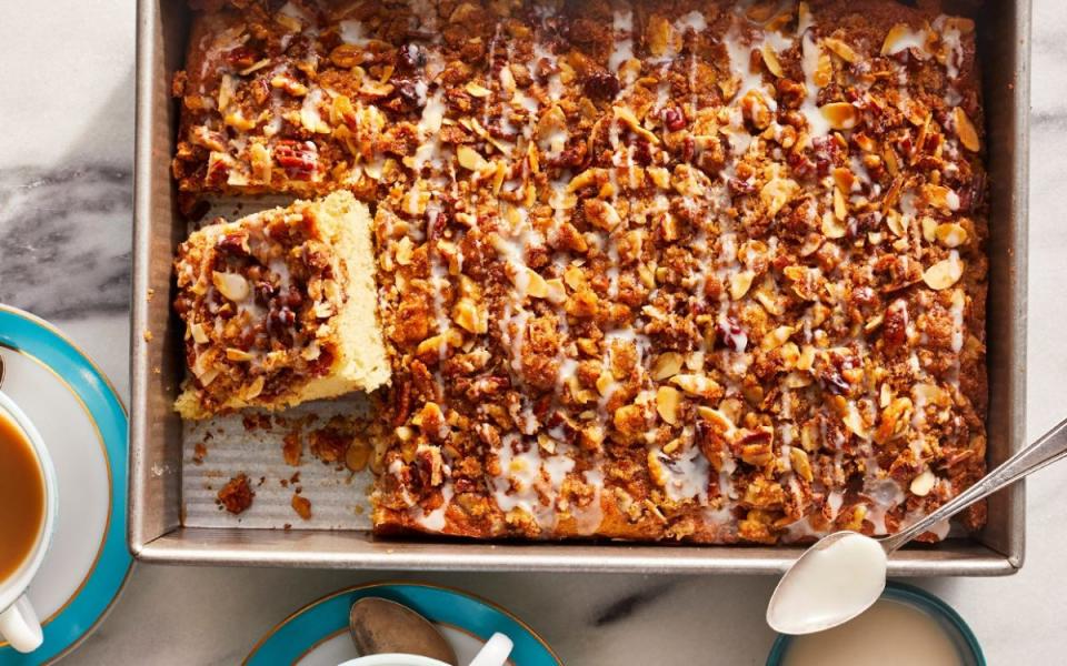 <p>Kathryn McCrary</p><p>With a generous shower of buttery nuts and brown sugar, plus a drizzle of icing, Rebecca Lang’s make-ahead coffee cake channels the flavor of classic cinnamon rolls.</p><p><strong>Get the recipe: <a href="/1308929/alison-ashton/rebecca-lang-make-ahead-cinnamon-coffee-cake-recipe/" data-ylk="slk:Make-Ahead Cinnamon Coffee Cake;elm:context_link;itc:0;sec:content-canvas" class="link ">Make-Ahead Cinnamon Coffee Cake</a></strong></p>