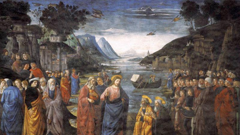 Los apóstoles representados en un fresco de Domenico Ghirlandaio, siglo XV.