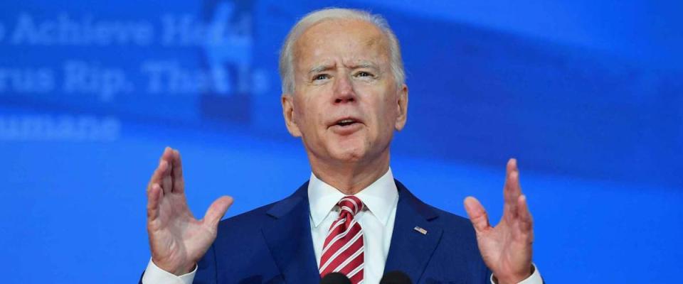 11/09/2020,USA:President-elect Joe Biden delivers remarks on Covid-19 at The Queen theater in Wilmington.