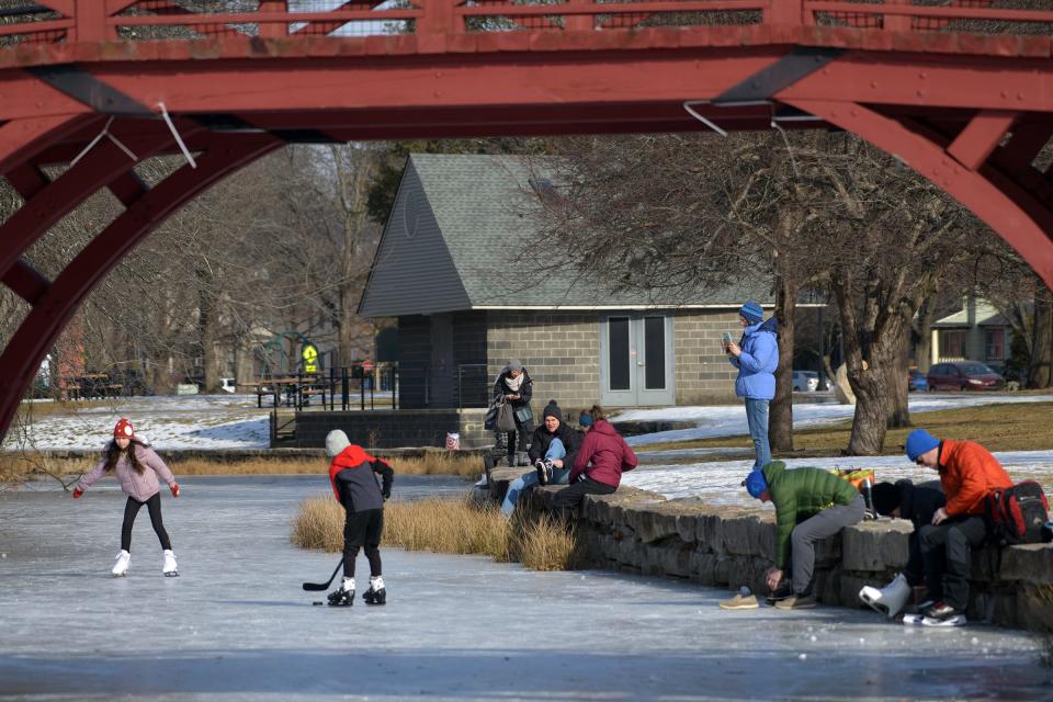 Skaters at Elm Park Sunday.