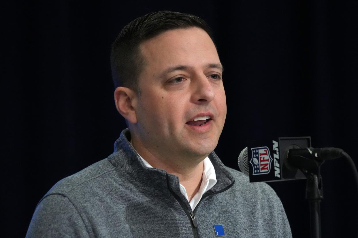 New England Patriots director of scouting Eliot Wolf during the NFL Scouting Combine at Indiana Convention Center.