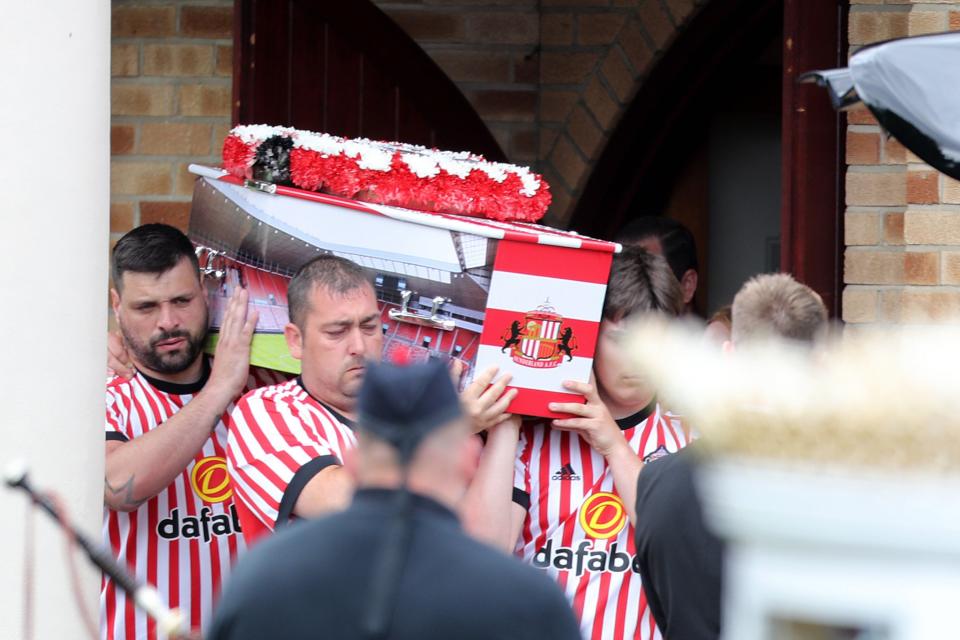 <p>The coffin of Bradley Lowery leaves St Joseph’s Church in Blackhall, County Durham following the funeral the six-year-old football mascot whose cancer battle captured hearts around the world </p>