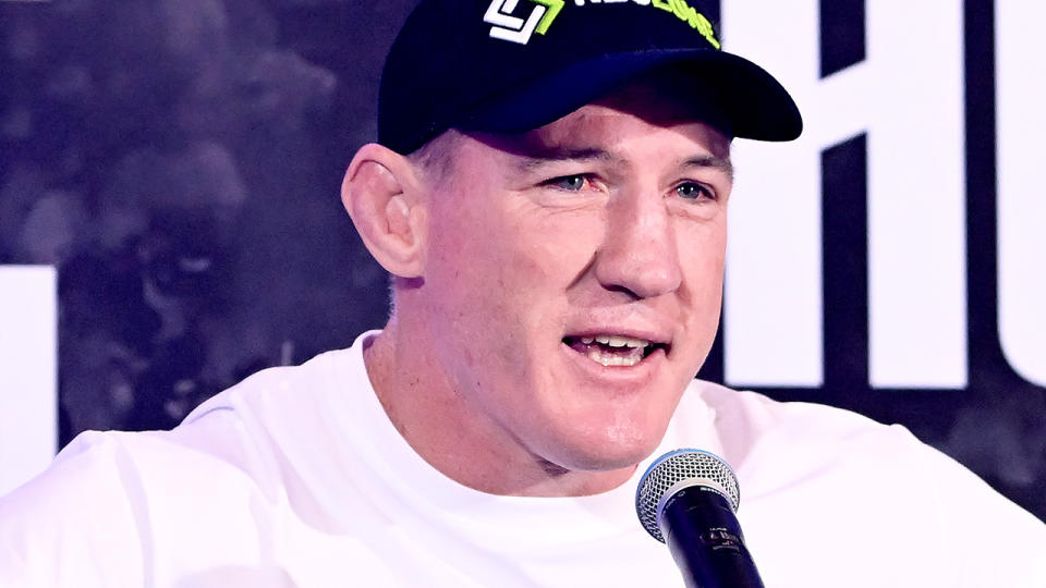 Paul Gallen is pictured during a press conference.