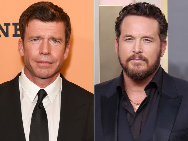 <p>Presley Ann/Getty ; Daniele Venturelli/WireImage</p> Taylor Sheridan attends the premiere of Paramount Pictures' "Yellowstone" on June 11, 2018 in Hollywood, California. ; Cole Hauser attends the 80th Annual Golden Globe Awards on January 10, 2023 in Beverly Hills, California.