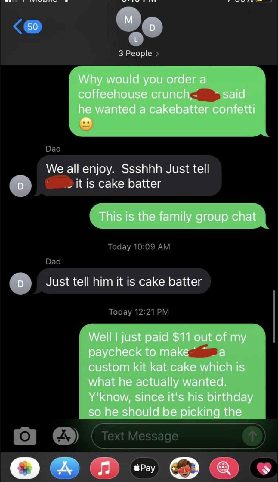 The dad defending his cake choice