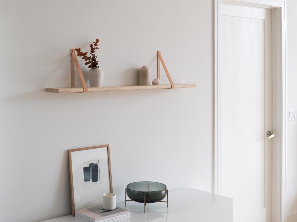 Floating Shelf with Leather Straps