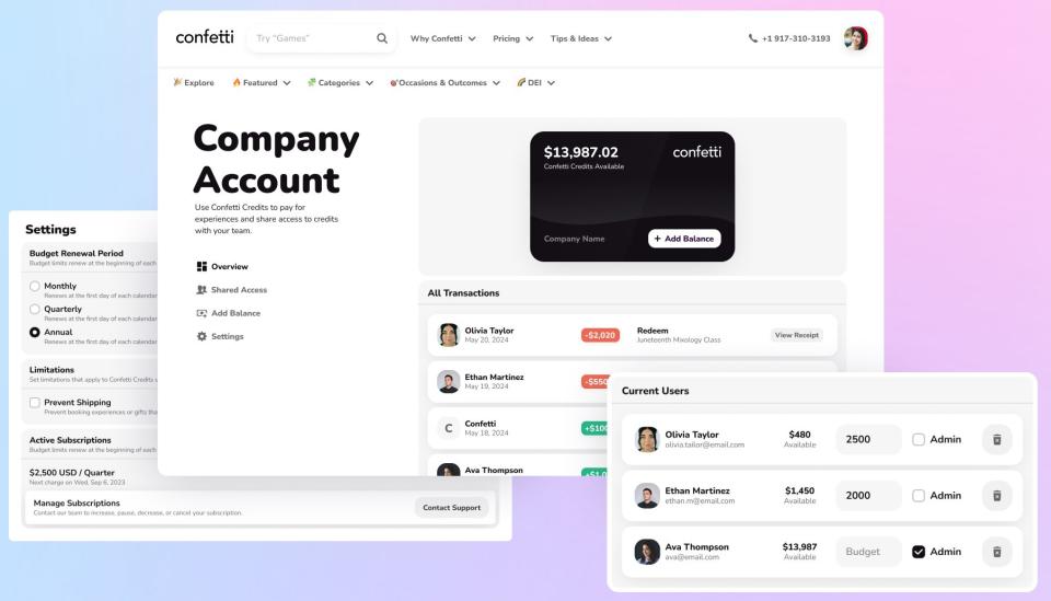 Confetti: Company account example