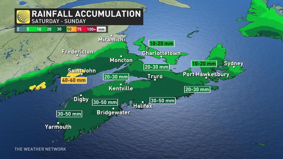 Maritimes rainfall totals