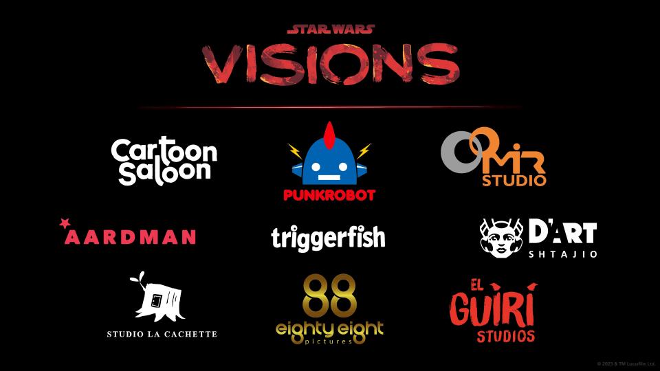 An image listing the various animation studios that contributed to 