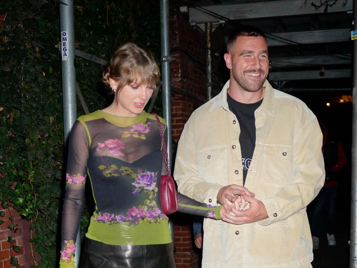 Taylor Swift and Travis Kelce have dinner at Waverly Inn on October 15, 2023 in New York City.