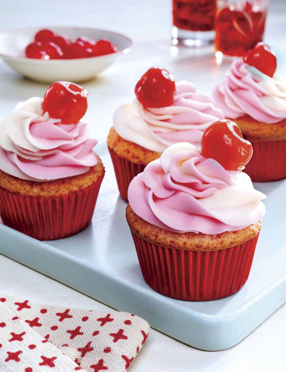 Cheerwine Cherry Cupcakes with Cherry-Swirl Frosting