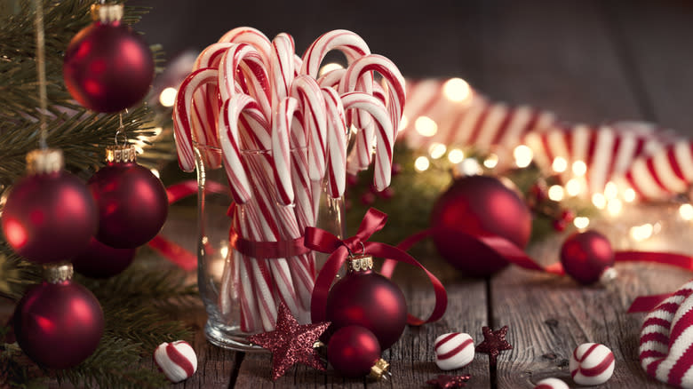 festive jar of candy canes