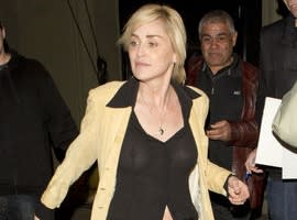 Sharon Stone Flashes Nipples In Sheer Top As She Goes Braless For