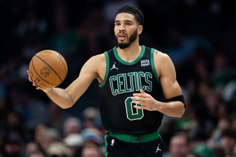 L'ailier de Boston Jayson Tatum lors de la rencontre entre les Celtics et les Hornets, le 1er avril 2024 à Charlotte. (Jacob Kupferman)