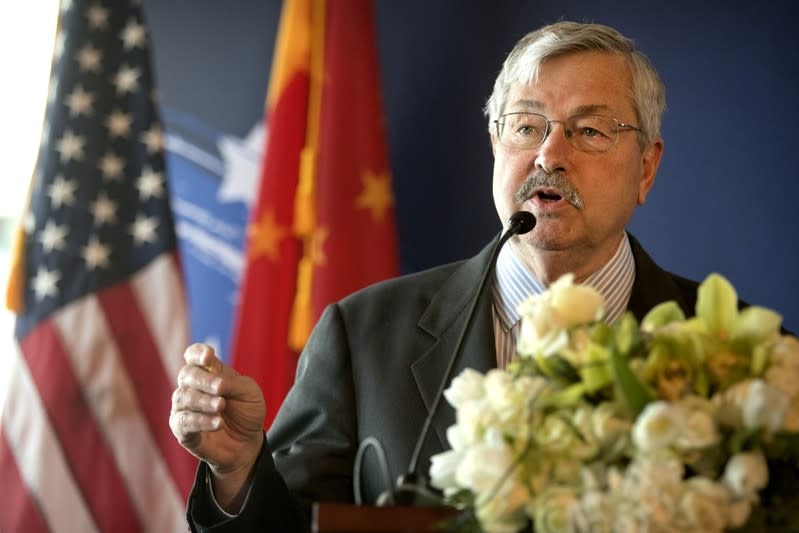 U.S. Ambassador to China Terry Branstad speaks at an event to celebrate the re-introduction of American beef imports to China in Beijing