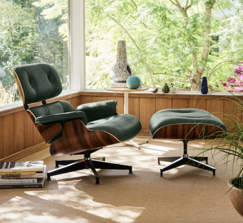 eames chair green leather