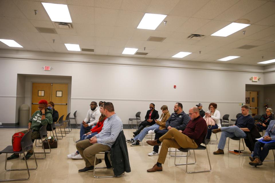 Dametraus Jaggers speaks up about how the percentage of teachers of color doesn't match that of the students in the school district during a meeting asking for public input on the next Director of Schools at the Clarksville-Montgomery County School District headquarters in Clarksville, Tenn., on Tuesday, Jan. 25, 2022. 