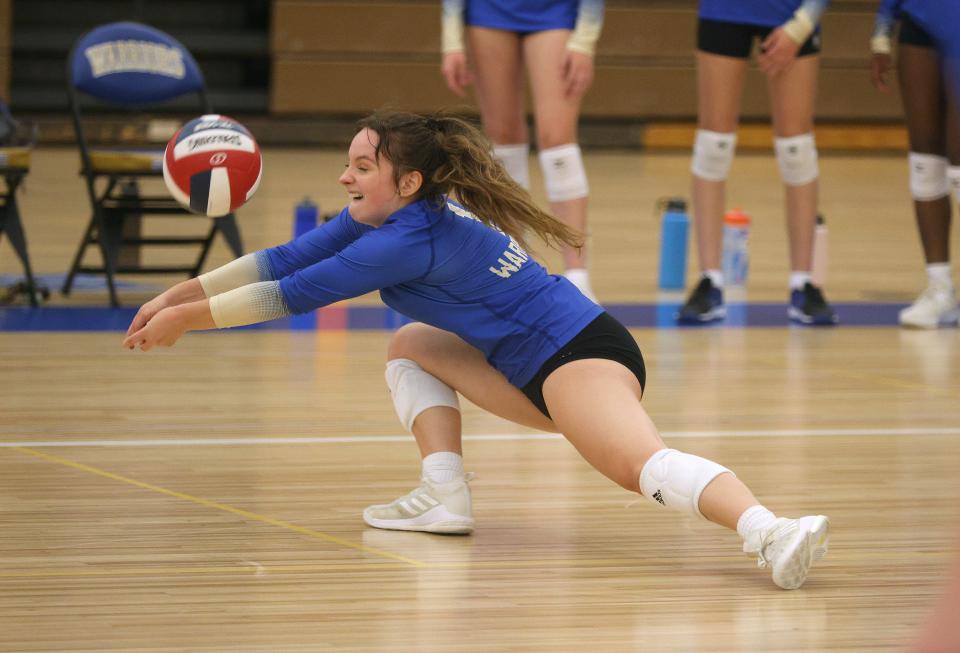 Schroeder's Erin Mueller plays the ball against Penfield.