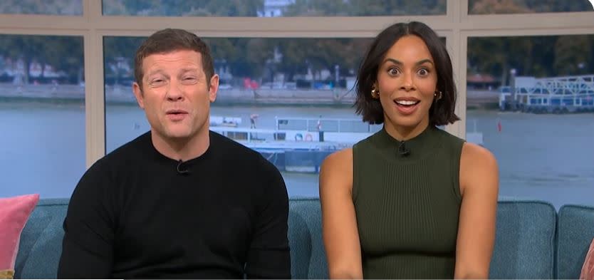 Dermot O'Leary and Rochelle Humes hosted the air fryer segment. (ITV/screengrab)