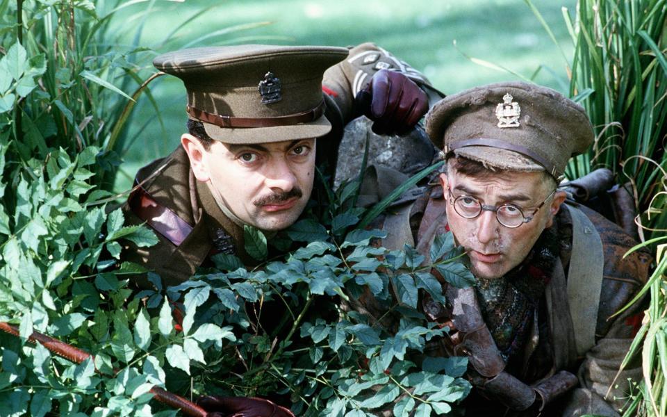 Rowan Atkinson and Tony Robinson in Blackadder Goes Forth, 1996 - Mirrorpix