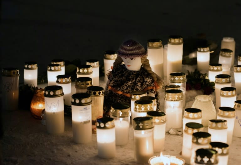 A makeshift candlelight memorial was set up outside the Vuoksenvahti restaurant in the small Finnish town of Imatra, where three women were killed on December 4, 2016