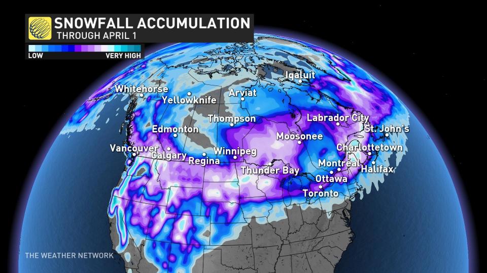 National Snowfall through April 1