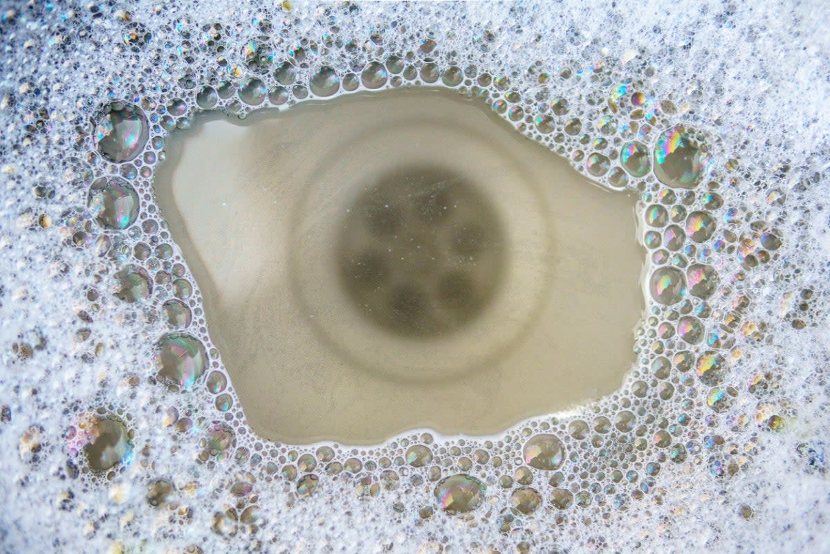 Clogged sink full of water