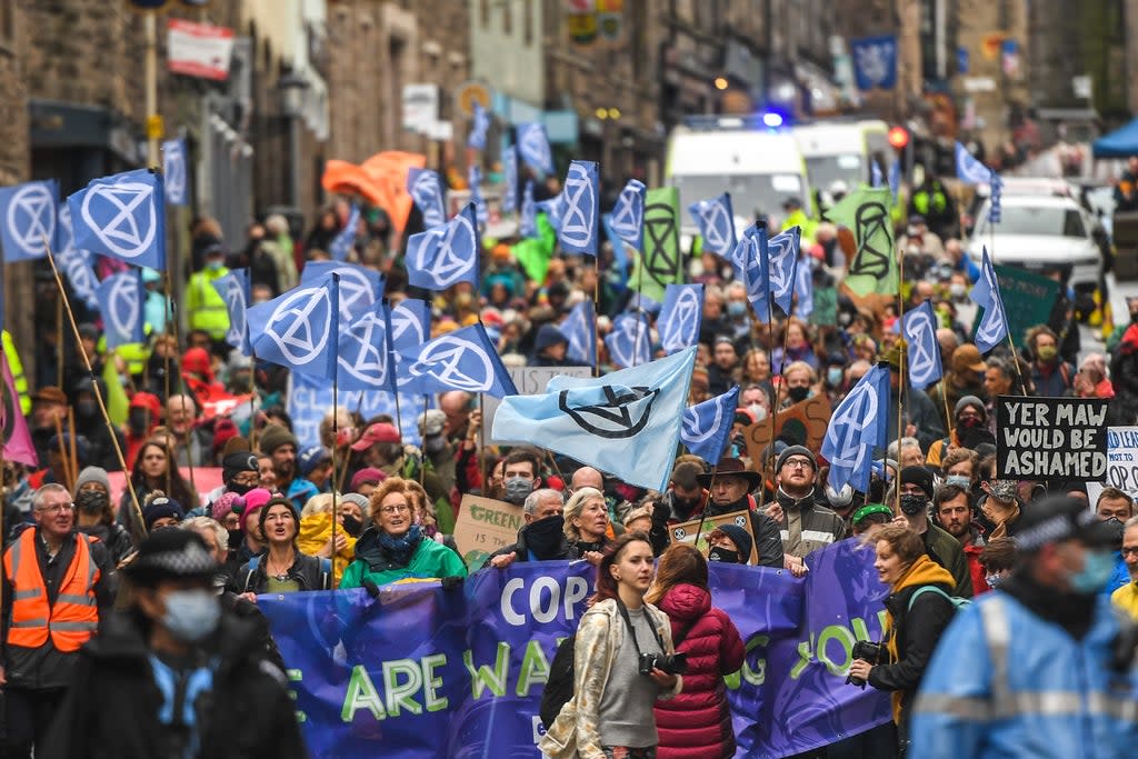 Extinction Rebellion activists marched in Edinburgh on October 31 (Getty Images)