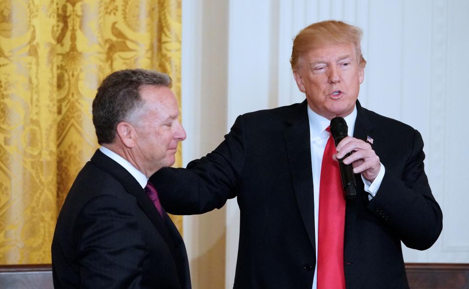 Donald Trump pictured with Steve Witkoff, who was playing golf with him near Mar-a-Lago on Sunday when the attack was thwarted (AFP/Getty)