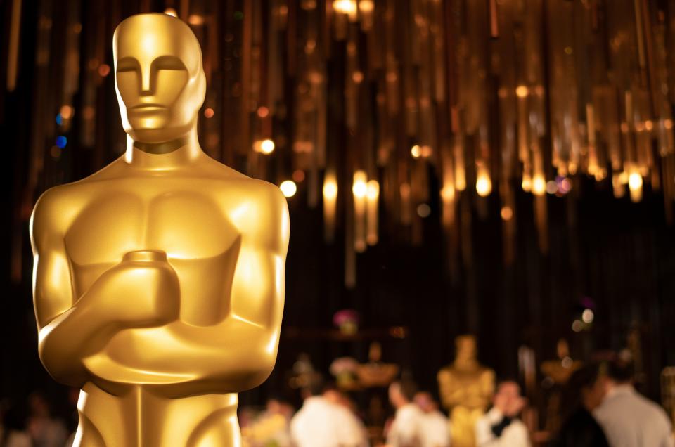 An Oscar Statue is displayed at the 92nd Annual Academy Awards Governors Ball press preview at The Ray Dolby Ballroom at Hollywood & Highland Center, in Hollywood, California, on January 31, 2020. (Photo by VALERIE MACON / AFP) (Photo by VALERIE MACON/AFP via Getty Images)