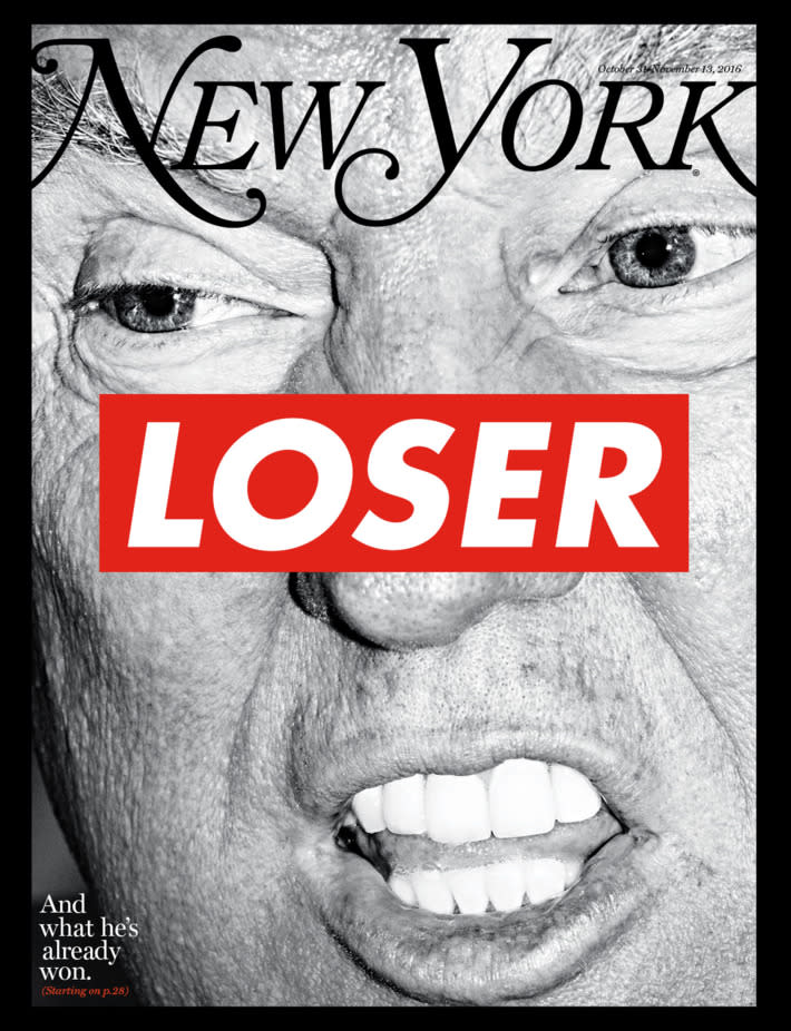 La portada de la New York Magazine de su número especial sobre las elecciones en EEUU diseñada por la artista americana Barbara Kruger (Oct/Nov 2016)