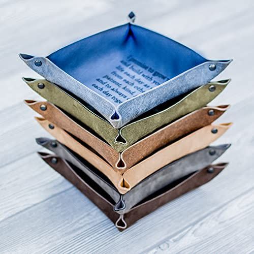 5) Personalized Leather Catchall Tray