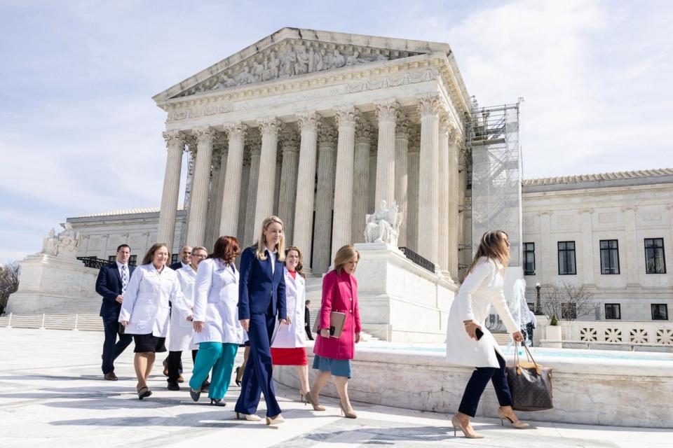 PHOTO: Erin Hawley, a Missouri attorney representing the Alliance for Hippocratic Medicine, departs the Supreme Court following oral arguments in the case of the U.S. Food and Drug Administration v. Alliance for Hippocratic Medicine on March 26, 2024. (Anna Rose Layden/Getty Images)