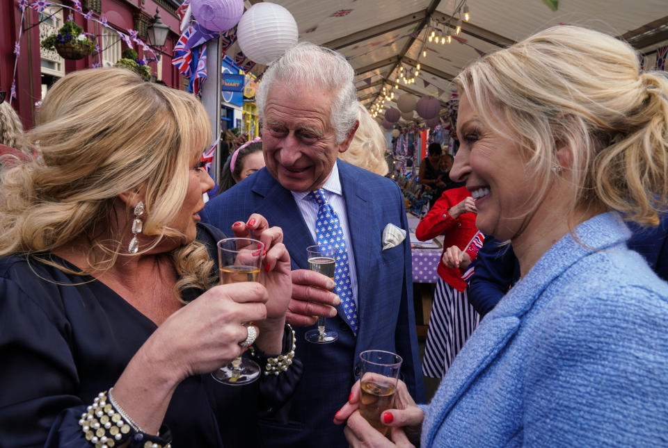 The Prince of Wales and Duchess of Cornwall will surprise the residents of Albert Square in the special episode (BBC/PA)