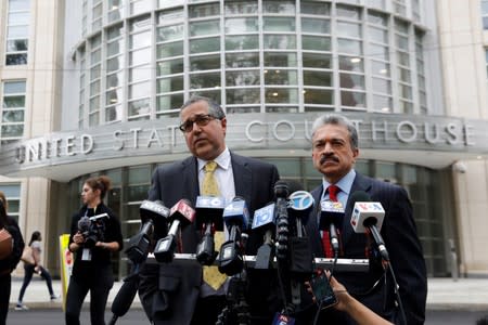 Marc Agnifilo and Paul DerOhannesian, legal councils representing Keith Raniere, speak to the media after the guilty verdicts in the sex trafficking and racketeering case against Nxivm cult founder Keith Raniere were announced at the Brooklyn Federal Court