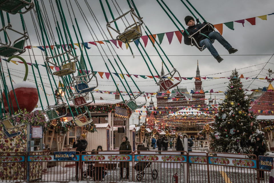 Un festival de invierno en Moscú, el 2 de febrero de 2022. (Sergey Ponomarev/The New York Times)