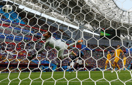 Soccer Football - World Cup - Group C - France vs Australia - Kazan Arena, Kazan, Russia - June 16, 2018 France's Paul Pogba scores their second goal REUTERS/John Sibley