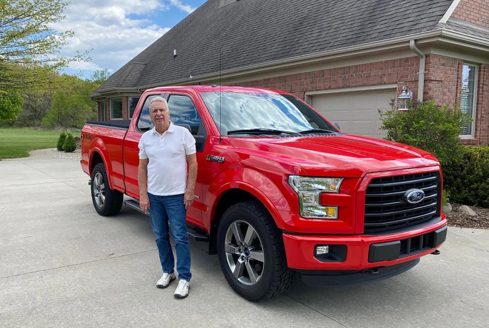 Bruce Wendt, 69, of Romeo, with his Ford F-150 pickup, had started shopping for a new GMC Sierra pickup earlier this month. He put the brakes on a new purchase though because of GM building the model he wanted without a fuel module due to the semiconductor chip shortage.