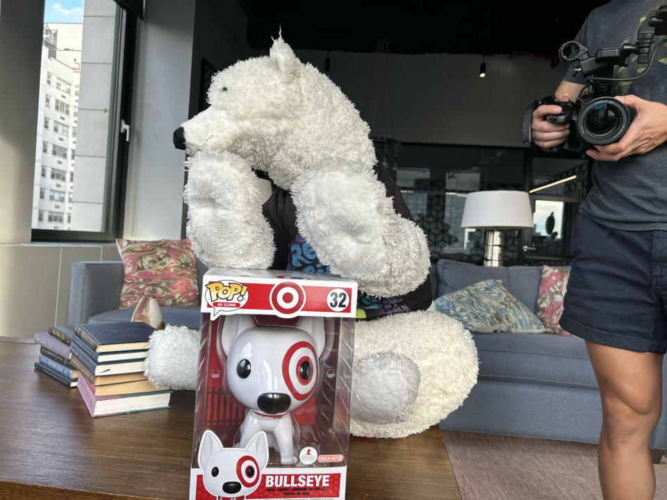 <p>A photo from the iPhone 14 a furry plush bear and a Target Funko Pop figurine on a table.</p>
