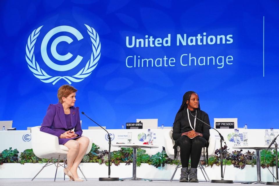 First Minister Nicola Sturgeon (left) and Ugandan climate justice activist Vanessa Nakate during the Cop26 summit in Glasgow (Jane Barlow/PA) (PA Wire)