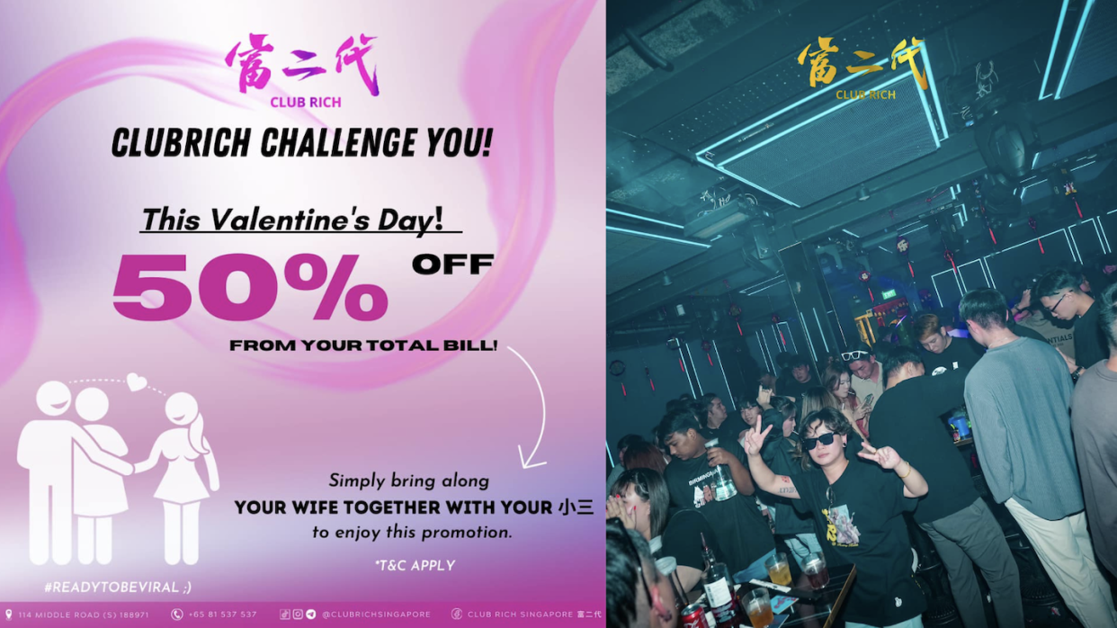 Singapore nightclub Club Rich promotes its unique Valentine's Day offer