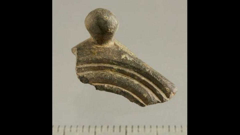 The Roman dodecahedron fragment found by a metal detectorist in Kortessem, Belgium.