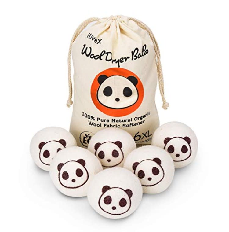 Wool Dryer Balls - Cute Panda - Reusable Premium Quality Organic Eco Pure Natural Fabric Softener by iLiveX. (Photo: Amazon)