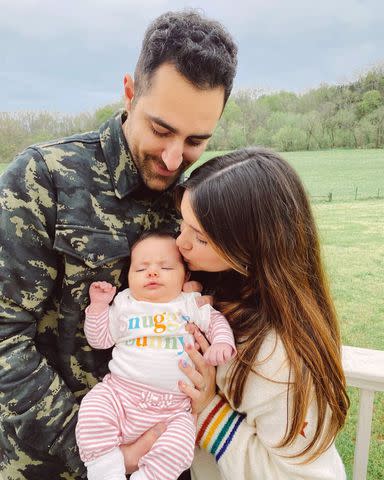 <p>Katie Stevens Instagram</p> Katie Stevens with husband Paul DiGiovanni and daughter Rome