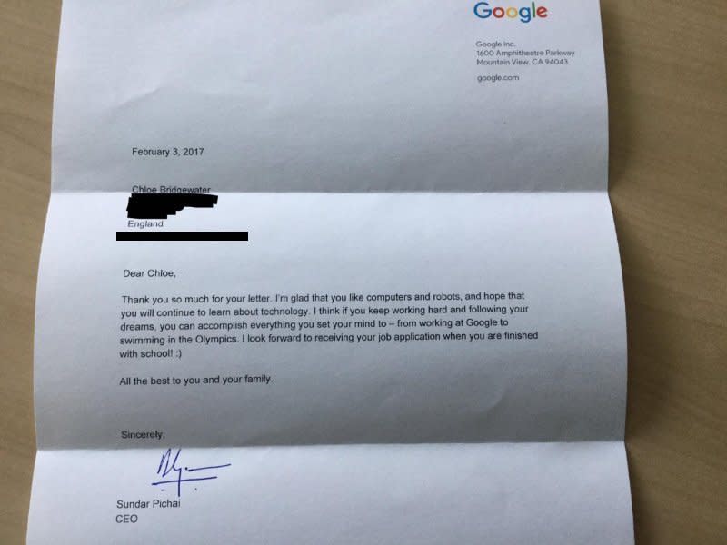 chloe bridgewater sundar pichai letter EDITED